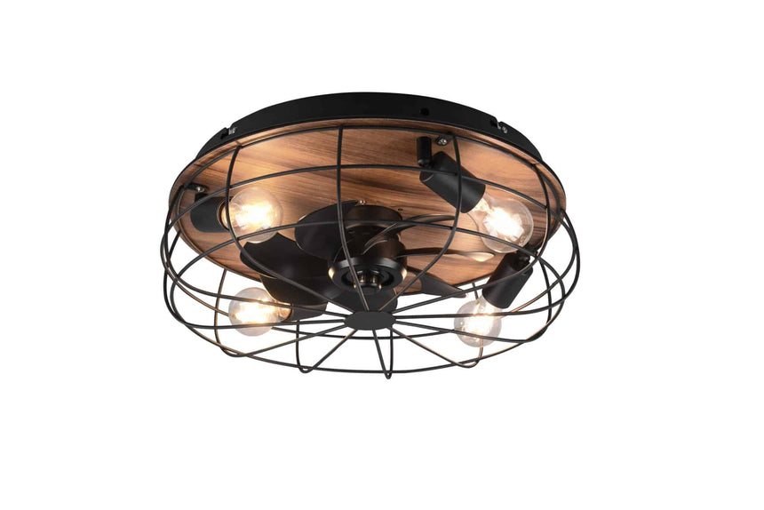 Trio Trondheim Ventilador de techo metal estera negra R61105032