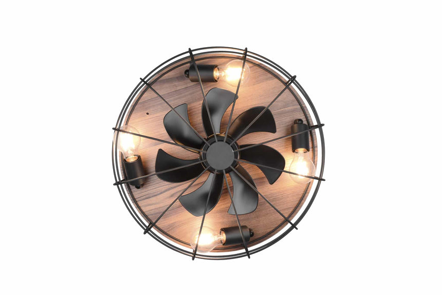 Trio Trondheim Ventilador de techo metal estera negra R61105032