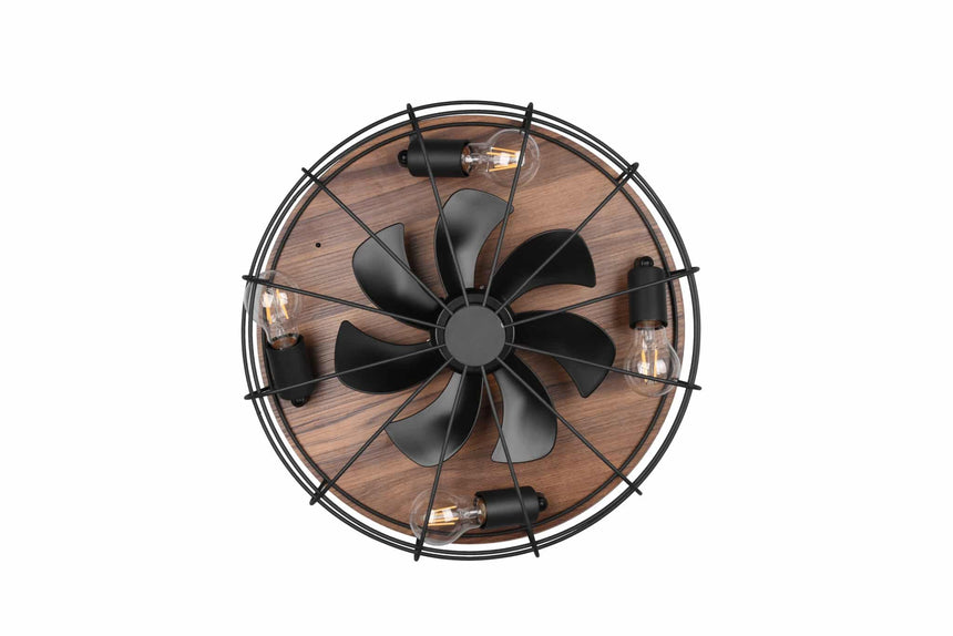 Trio Trondheim Ventilador de techo metal estera negra R61105032
