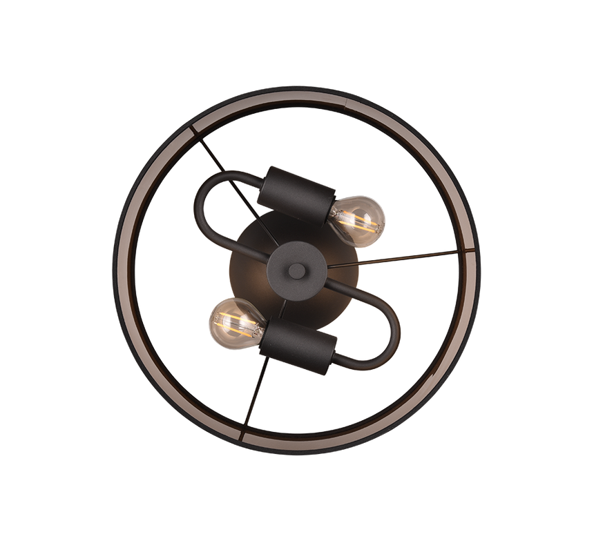 Plafón de techo Trio Davos LED negro mate 2700K Ø30cm R61552041