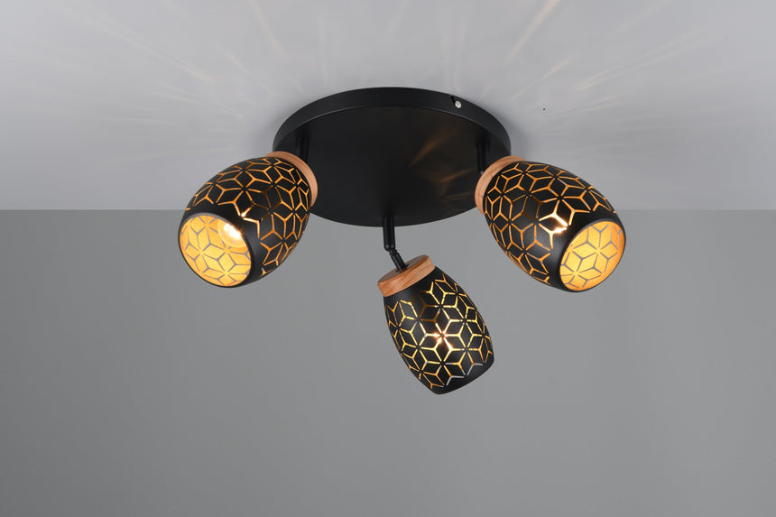Plafón de techo Trio Bidar schwarz-gold R61573380