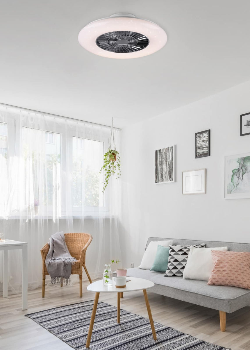 Trio Visby Ventilador LED de plástico cromo R62402906