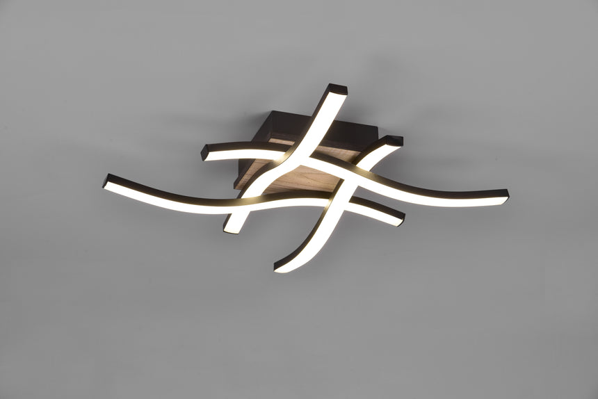 Plafón de techo Trio Route LED wood imitation 3000K regulable 46cm R62474135
