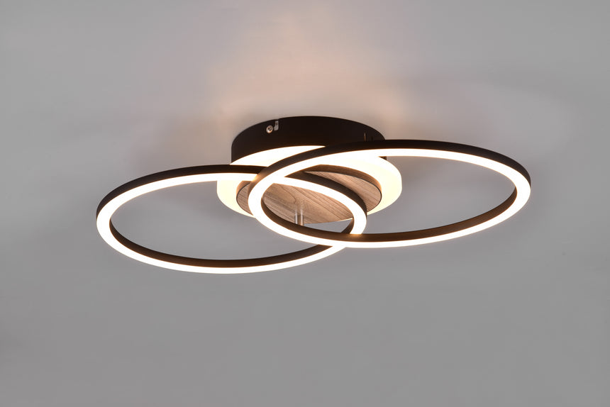 Plafón de techo Trio Giro LED wood imitation CCT 46,5cm R62783635
