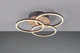 Plafón de techo Trio Circle LED wood imitation CCT 43,5cm R62823135