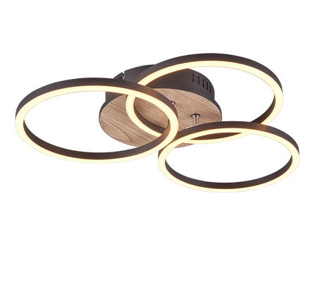 Plafón de techo Trio Circle LED wood imitation CCT 43,5cm R62823135
