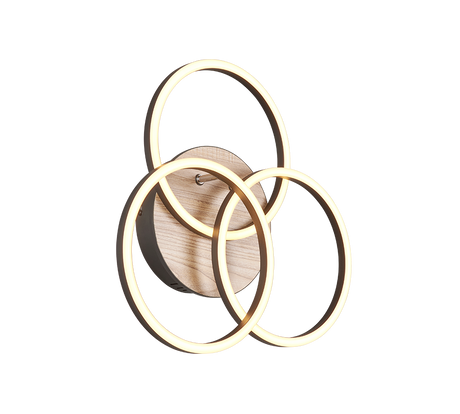 Plafón de techo Trio Circle LED wood imitation CCT 43,5cm R62823135