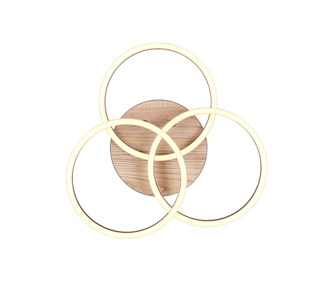 Plafón de techo Trio Circle LED wood imitation CCT 43,5cm R62823135