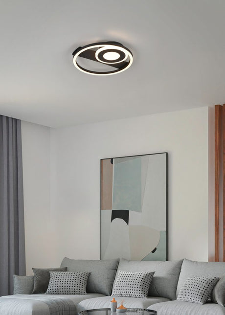Plafón de techo Trio Horus LED negro mate 3000K 32cm R63671132