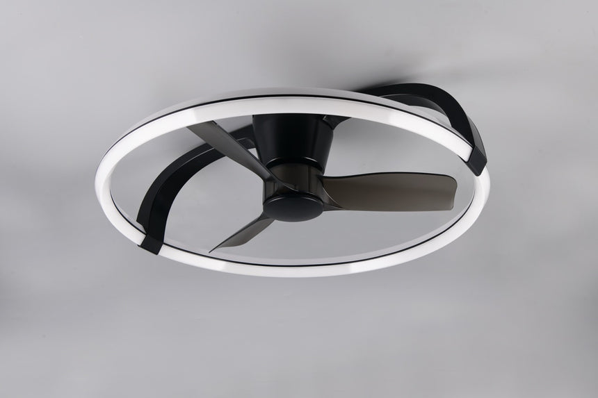 Trio Stockholm Ventilador de techo LED regulable negro 73cm 37W con mando R64262132