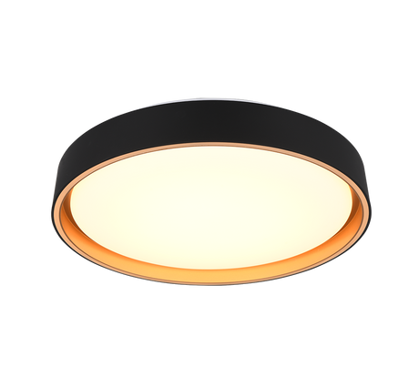 Plafón de techo Trio Felis LED negro y dorado CCT regulable con mando Ø40cm R64391080