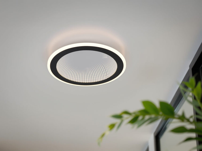Plafón de techo Trio Glace LED negro mate CCT Ø38cm R67681132