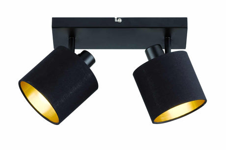 Foco Trio Tommy 2 luces negro mate y dorado — ref. R80332079 (1)