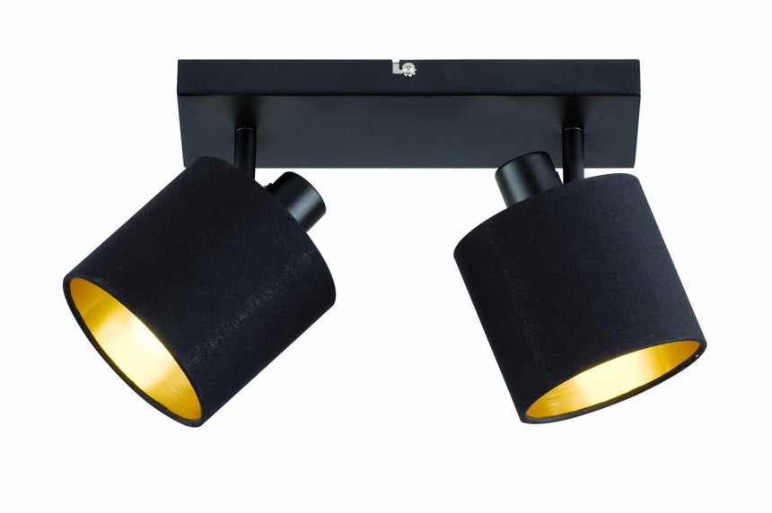 Foco Trio Tommy 2 luces negro mate y dorado — ref. R80332079 (1)