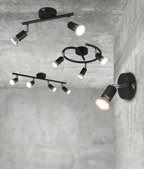 Foco Trio Paris LED negro mate 3000K 25,5cm R80912032