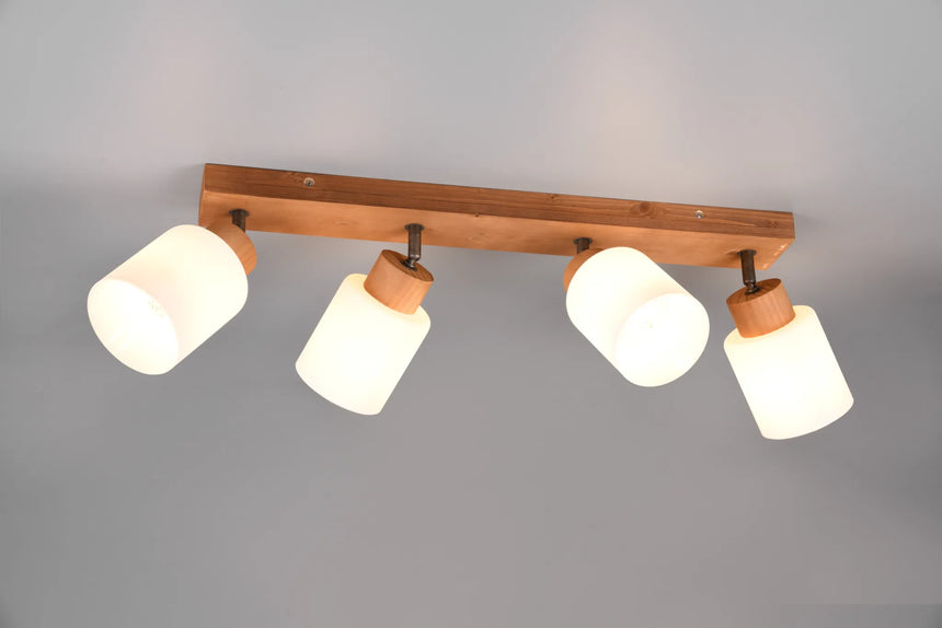 Trio Assam foco LED madera y blanco R81114030