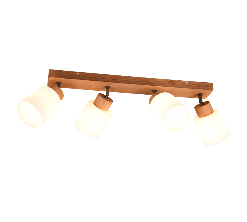 Trio Assam foco LED madera y blanco R81114030