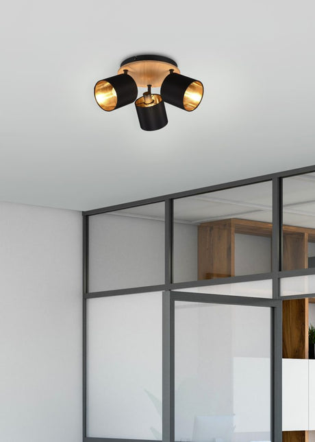 Foco Trio Tommy LED madera 2700K Ø46,5cm R81333930