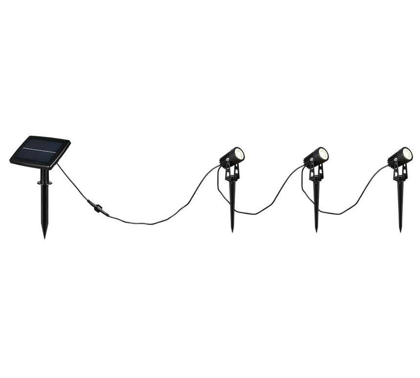 Foco de exterior Trio Obidos LED solar portátil 3 luces negro mate 4000K IP44 R83256332