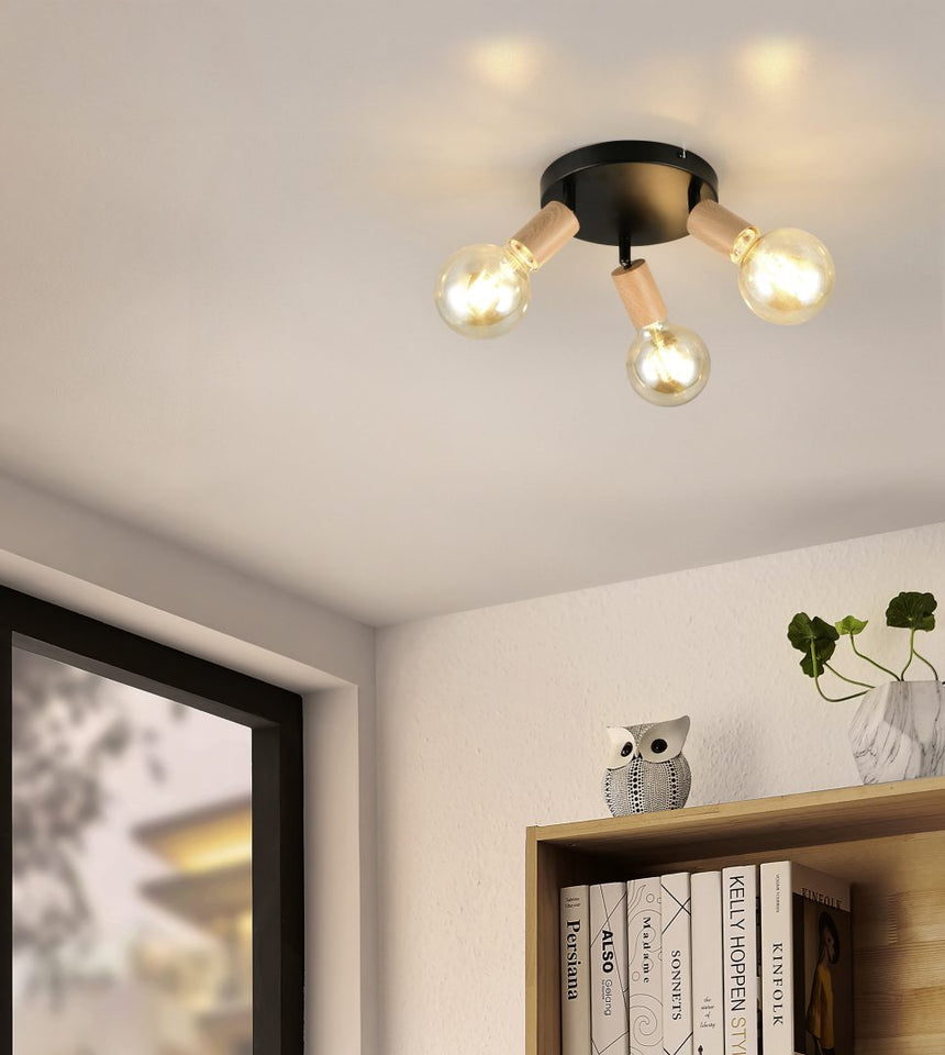 Foco Trio Lamego LED wood imitation 2700K Ø29cm R86683335