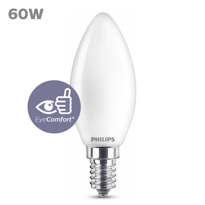 Bombilla LED Vela Philips Classic mate B35 60W E14 4000K 806lm 762711 - vista alternativa