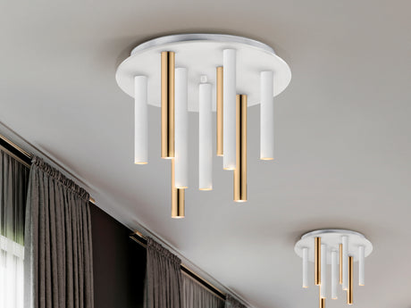 Plafón Schuller Varas 9 luces oro y bl 374064