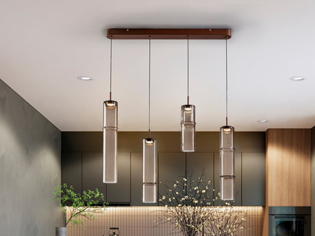 Lámpara Schuller Cañas 4 luces bronce 877831