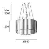 Lámpara de techo colgante LedsC4 Scarlett Circular Pendant Individual LED SCPI-A00-LD0000-OSV — plano técnico con dimensiones