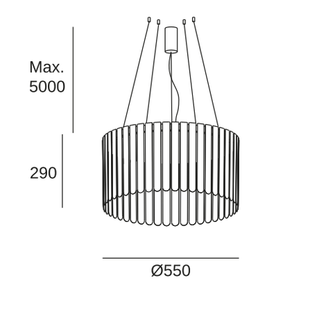 Lámpara de techo colgante LedsC4 Scarlett Circular Pendant Individual LED SCPI-A00-LD0000-OSV — plano técnico con dimensiones