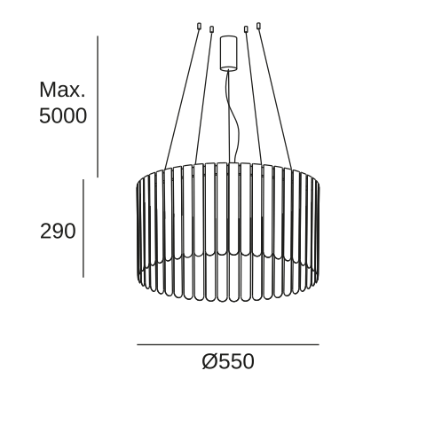 Lámpara de techo colgante LedsC4 Scarlett Circular Pendant Individual LED SCPI-A00-LD0000-OSV — plano técnico con dimensiones