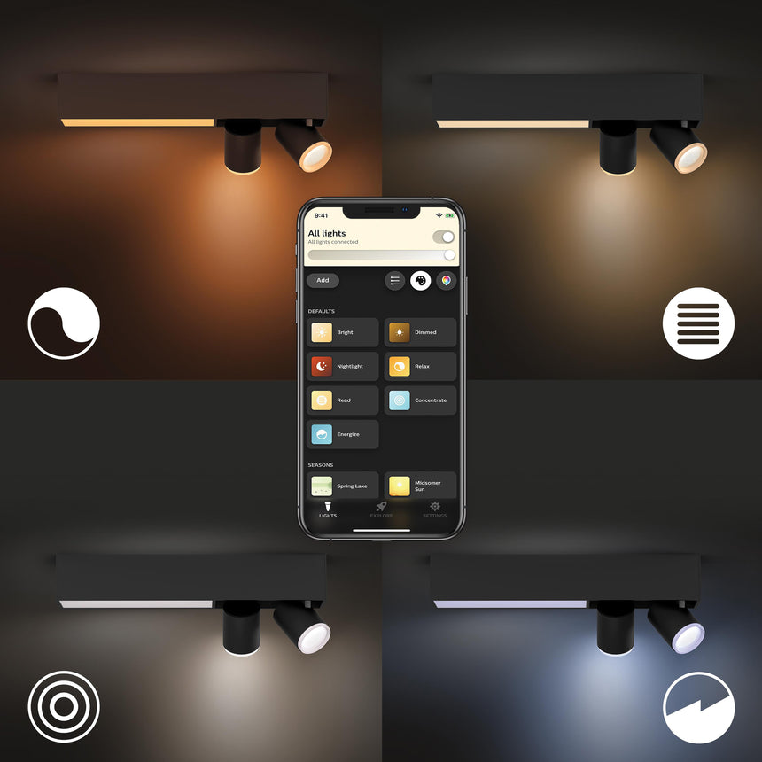 Philips Hue White and Color Ambiance Foco 2 luces Centris negro RGBW 11W 5061030P7 350lm