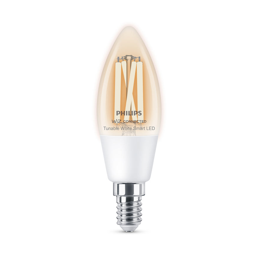 Bombilla de filamento Philips WiZ transparente C35 4,9W E14 470lm 372061