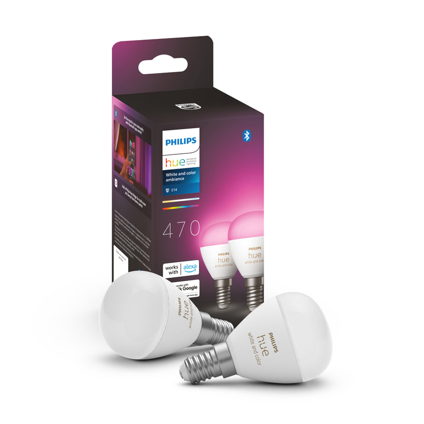 Philips Hue White and Color Ambiance Bombilla esférica RGBW E14 5W 470lm (2 uds) 8719514491281