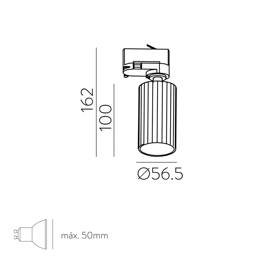 ACB Modrian Track light 3951/10 Negro/Oro Técnico, LED GU10 8W, I, Orientable T3951080O