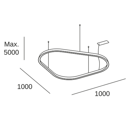 Lámpara de techo colgante LedsC4 Geometric Triangular Surface grande LED TS4Z-00V9AZDU05 — plano técnico con dimensiones