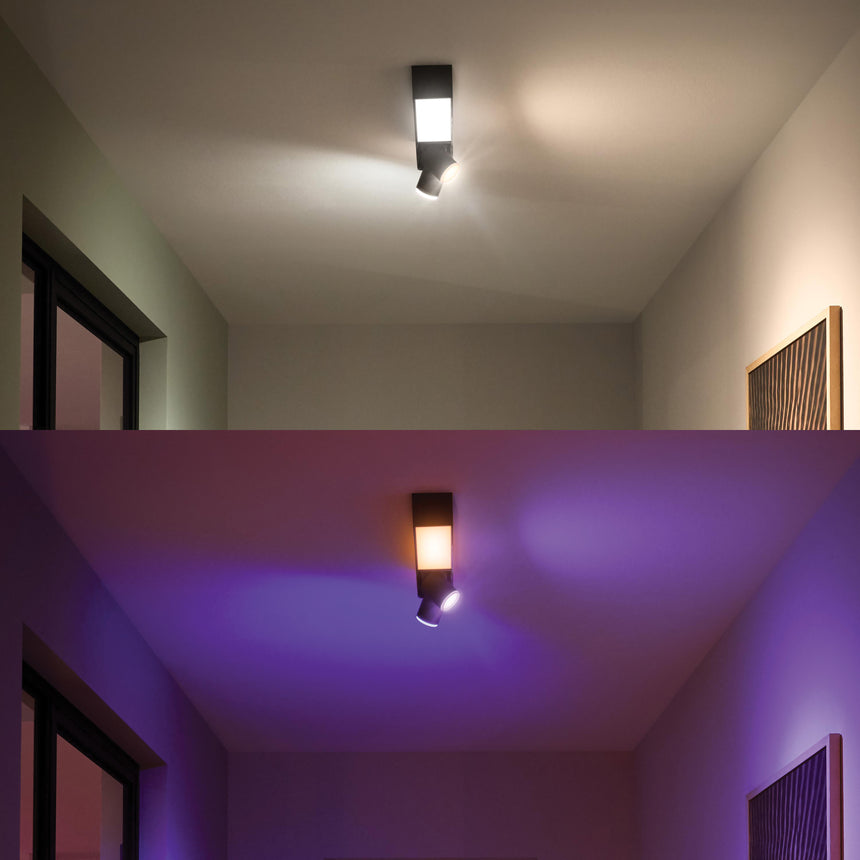 Philips Hue White and Color Ambiance Foco 2 luces Centris negro RGBW 11W 5061030P7 350lm