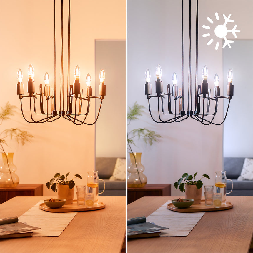 Bombilla de filamento Philips WiZ transparente C35 4,9W E14 470lm 372061