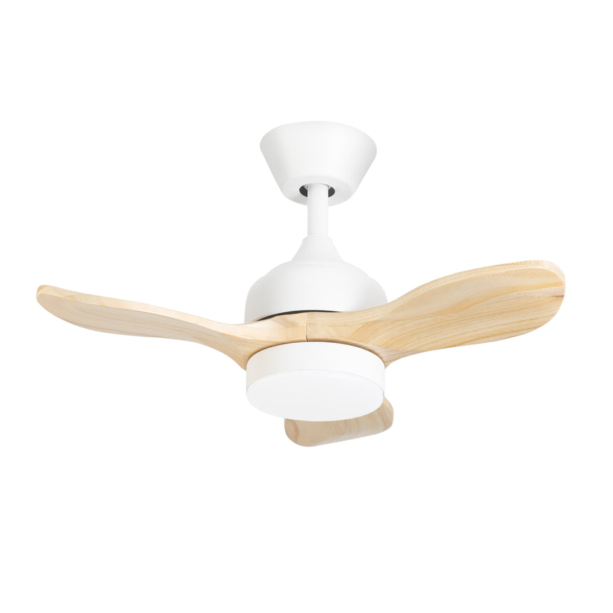 Ventilador de techo LedsC4 Calar blanco madera clara motor DC Ø75cm VE-0022-BLA
