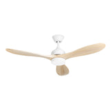 Ventilador de techo LedsC4 Calar blanco madera clara motor DC Ø132cm VE-0023-BLA