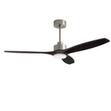 Ventilador de techo LedsC4 Stem Evo níquel satinado palas negras motor DC Ø132cm VE-0095-SNE
