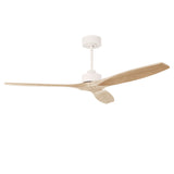 Ventilador de techo LedsC4 Stem Evo blanco con palas de madera clara motor DC Ø132cm VE-0096-BFC