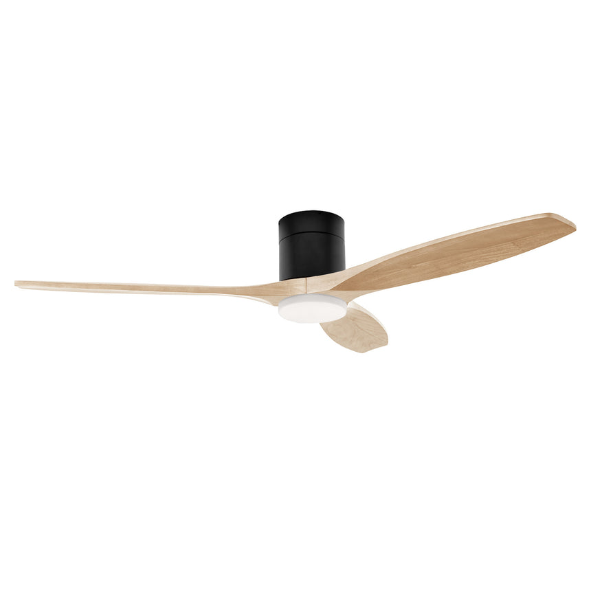 Ventilador de techo LedsC4 Stem Evo tube negro palas madera clara motor DC Ø132cm VE-0097-NFC