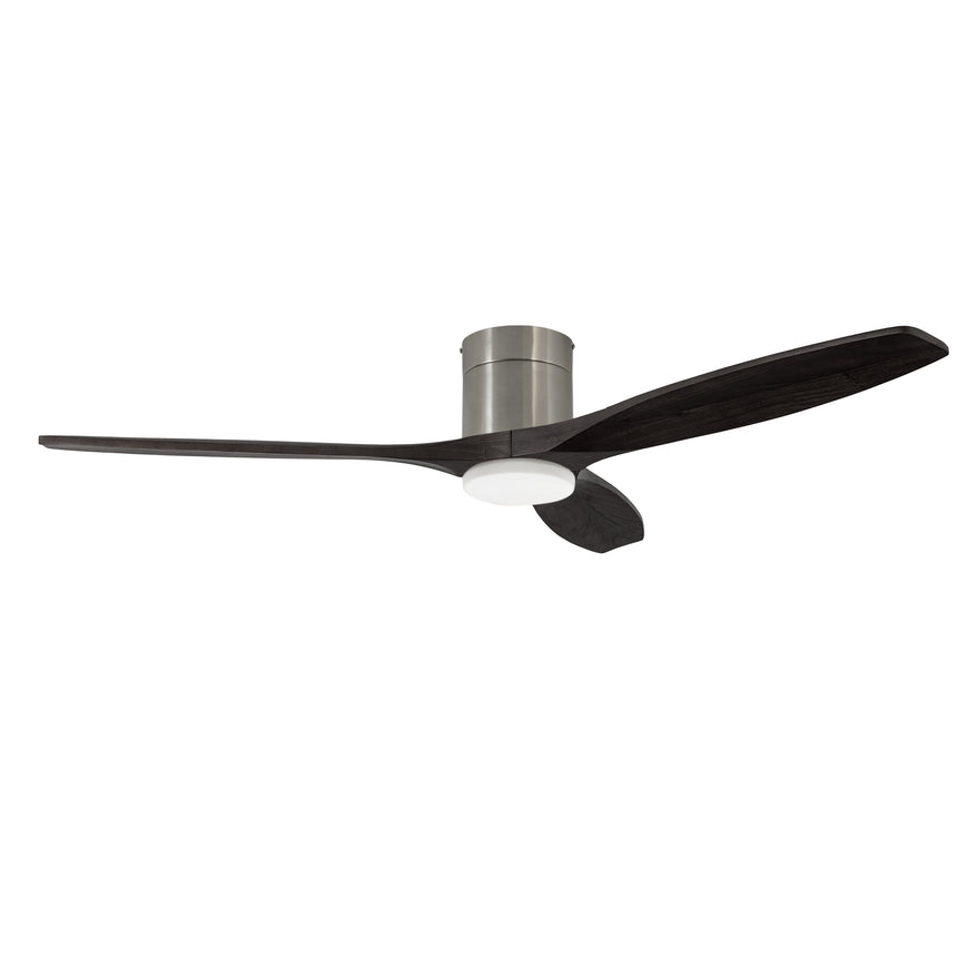 Ventilador de techo LedsC4 Stem Evo tube níquel satinado palas negras motor DC Ø132cm VE-0097-SNE