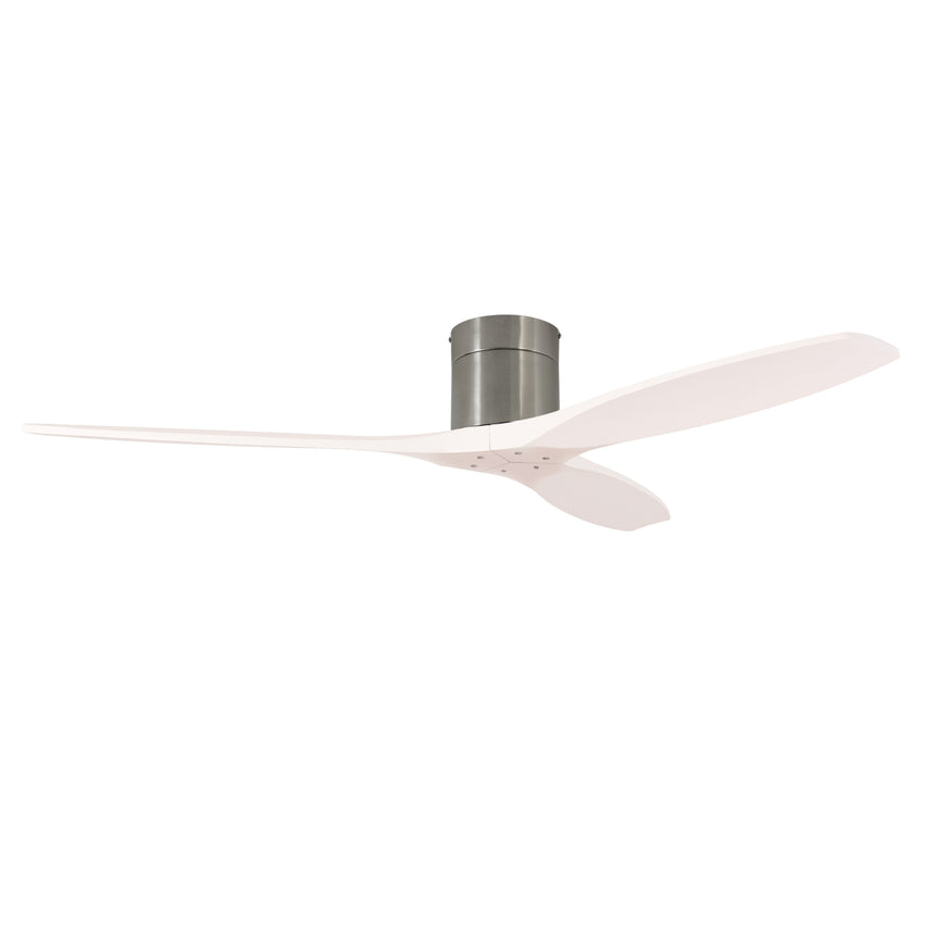 Ventilador de techo LedsC4 Stem Evo tube níquel satinado palas blancas motor DC Ø132cm VE-0098-SBL