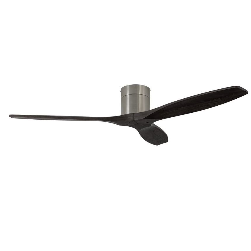 Ventilador de techo LedsC4 Stem Evo tube níquel satinado palas negras motor DC Ø132cm VE-0098-SNE