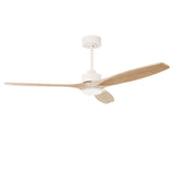 Ventilador de techo LedsC4 Stem Evo blanco con palas de madera clara motor DC Ø122cm VE-0112-BFC