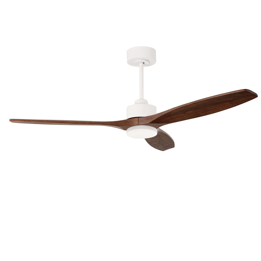 Ventilador de techo LedsC4 Stem Evo blanco palas madera oscura motor DC Ø122cm VE-0112-BFF