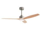 Ventilador de techo LedsC4 Stem Evo níquel satinado palas madera clara motor DC Ø122cm VE-0112-SFC