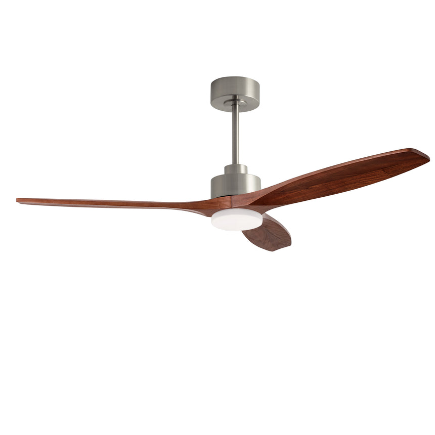 Ventilador de techo LedsC4 Stem Evo níquel satinado palas madera oscura motor DC Ø122cm VE-0112-SFF