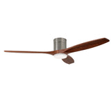 Ventilador de techo LedsC4 Stem Evo tube níquel satinado palas madera oscura motor DC Ø122cm VE-0113-SFF